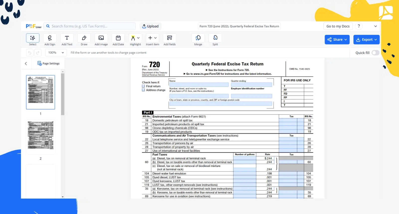 Tax Form 720 Printable