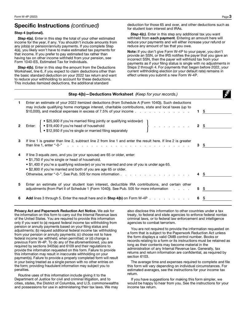 Irs Form W4-P Printable