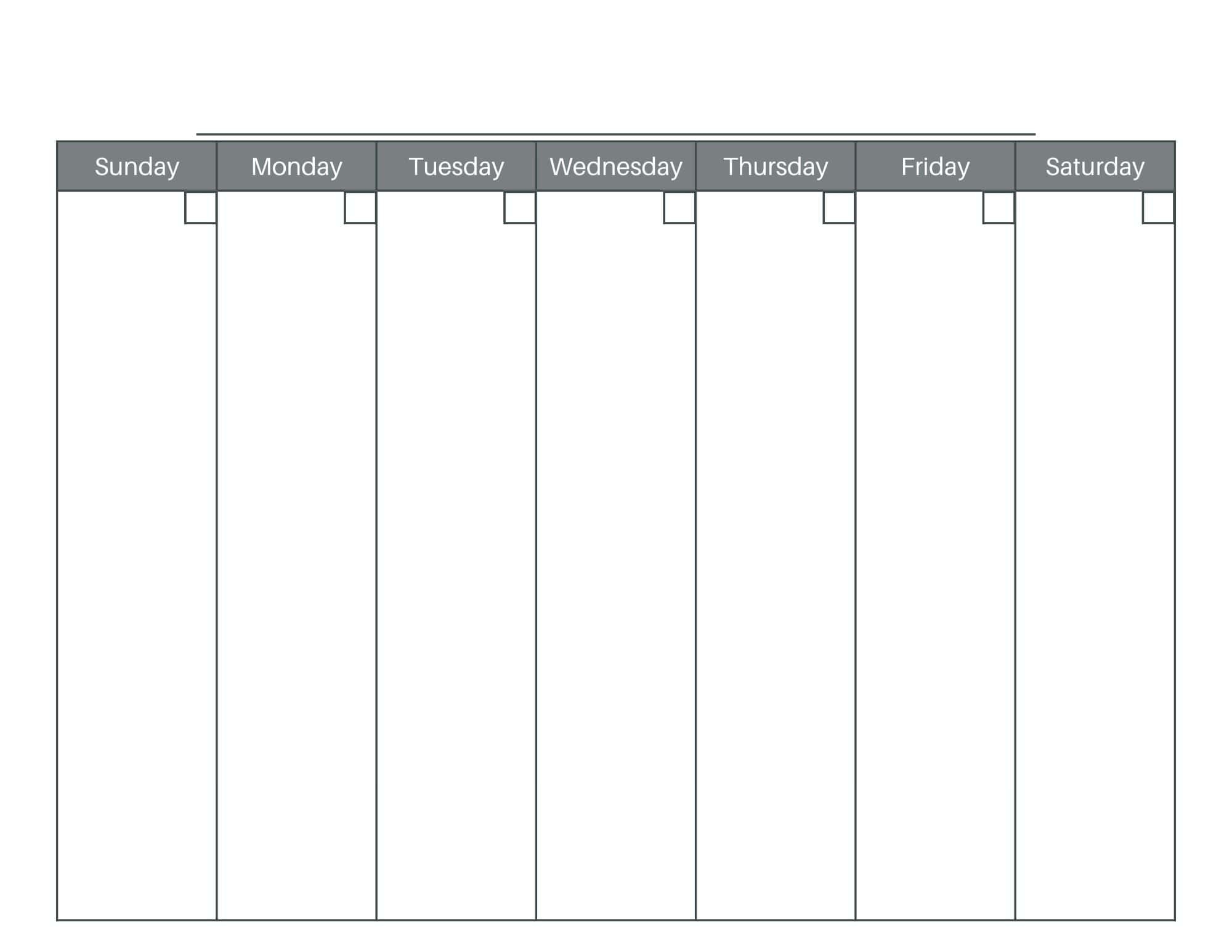 Printable Blank 1 Week Calendar