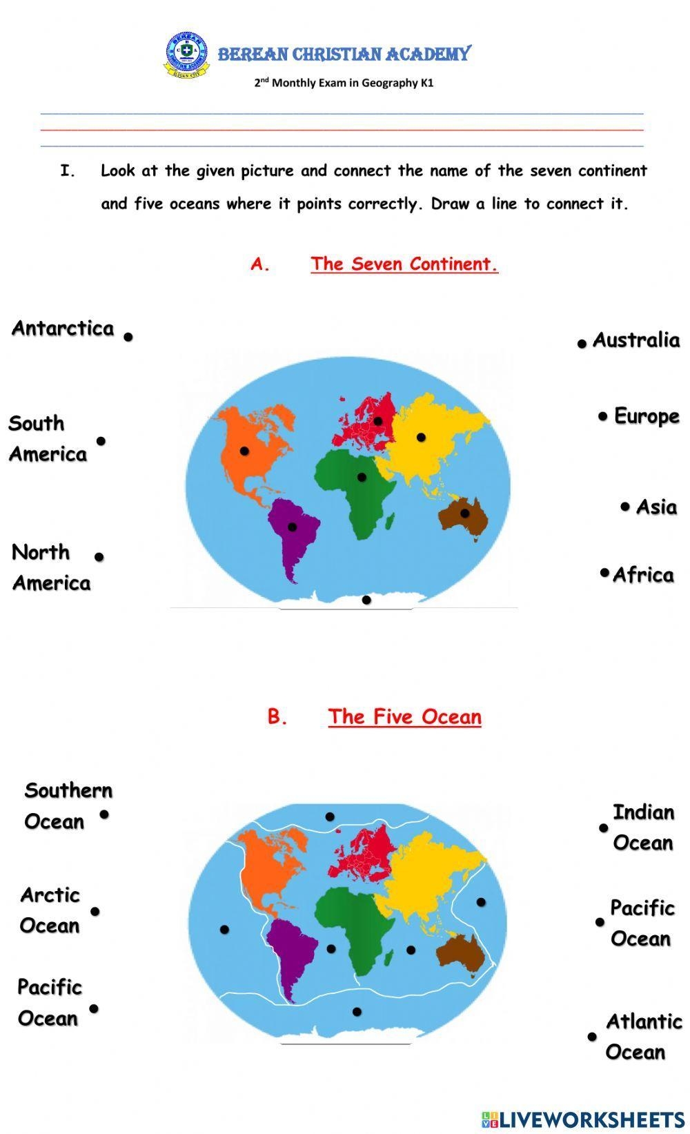 Free Printable 7 Continents Worksheet