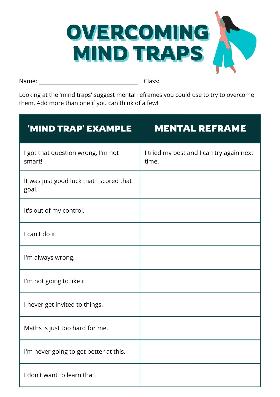 Free Printable Mental Health Worksheets For Adults