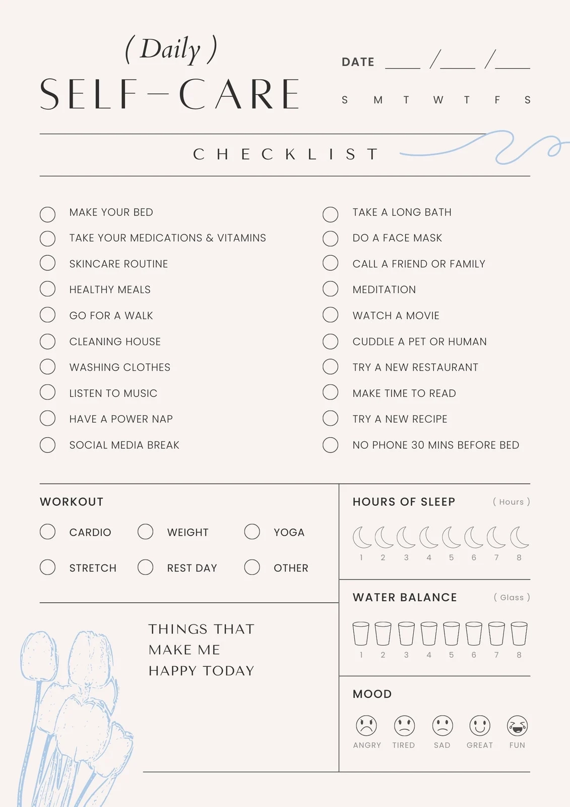 Free And Customizable Self Care Templates