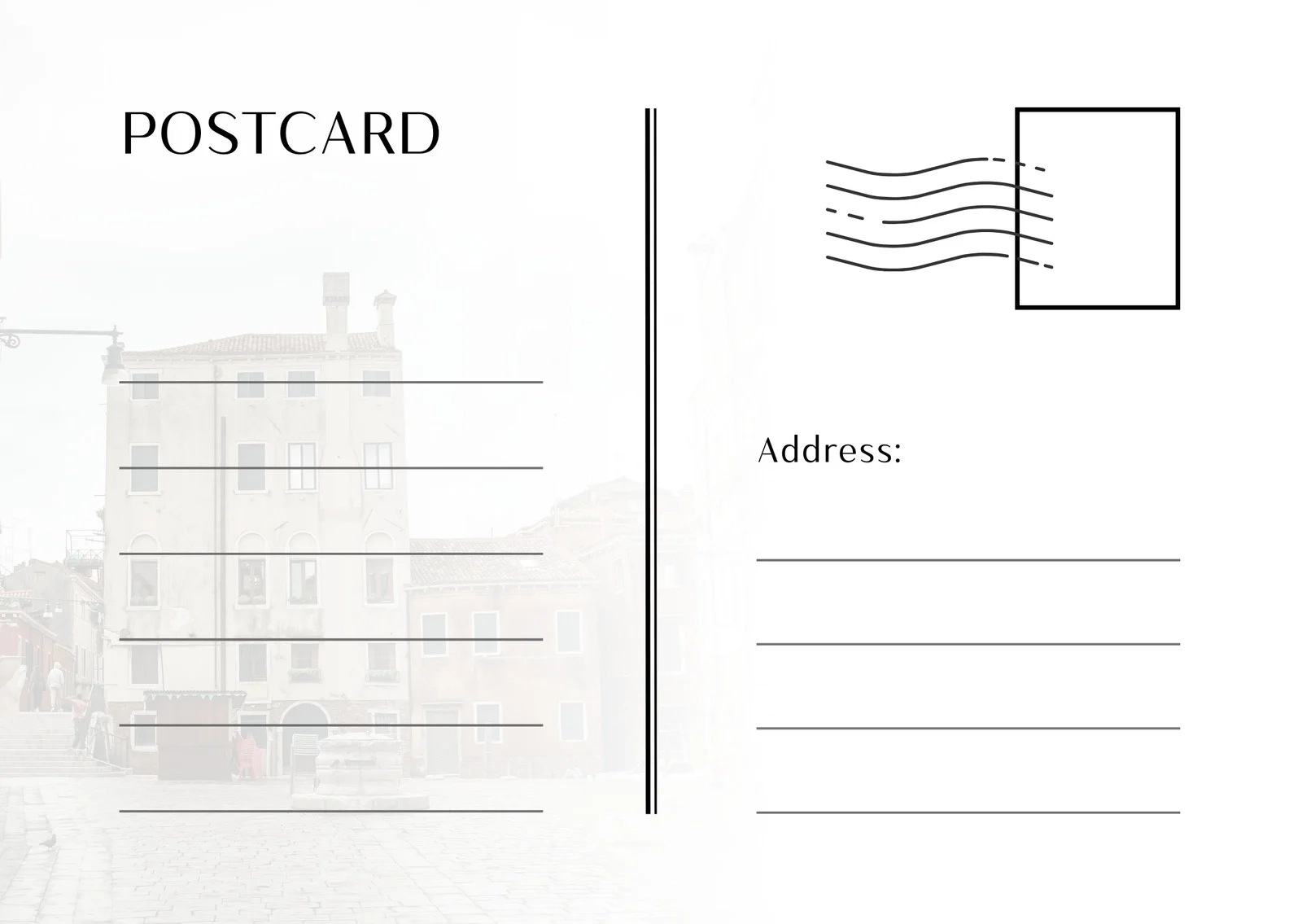 Printable Downloadable Postcard Template