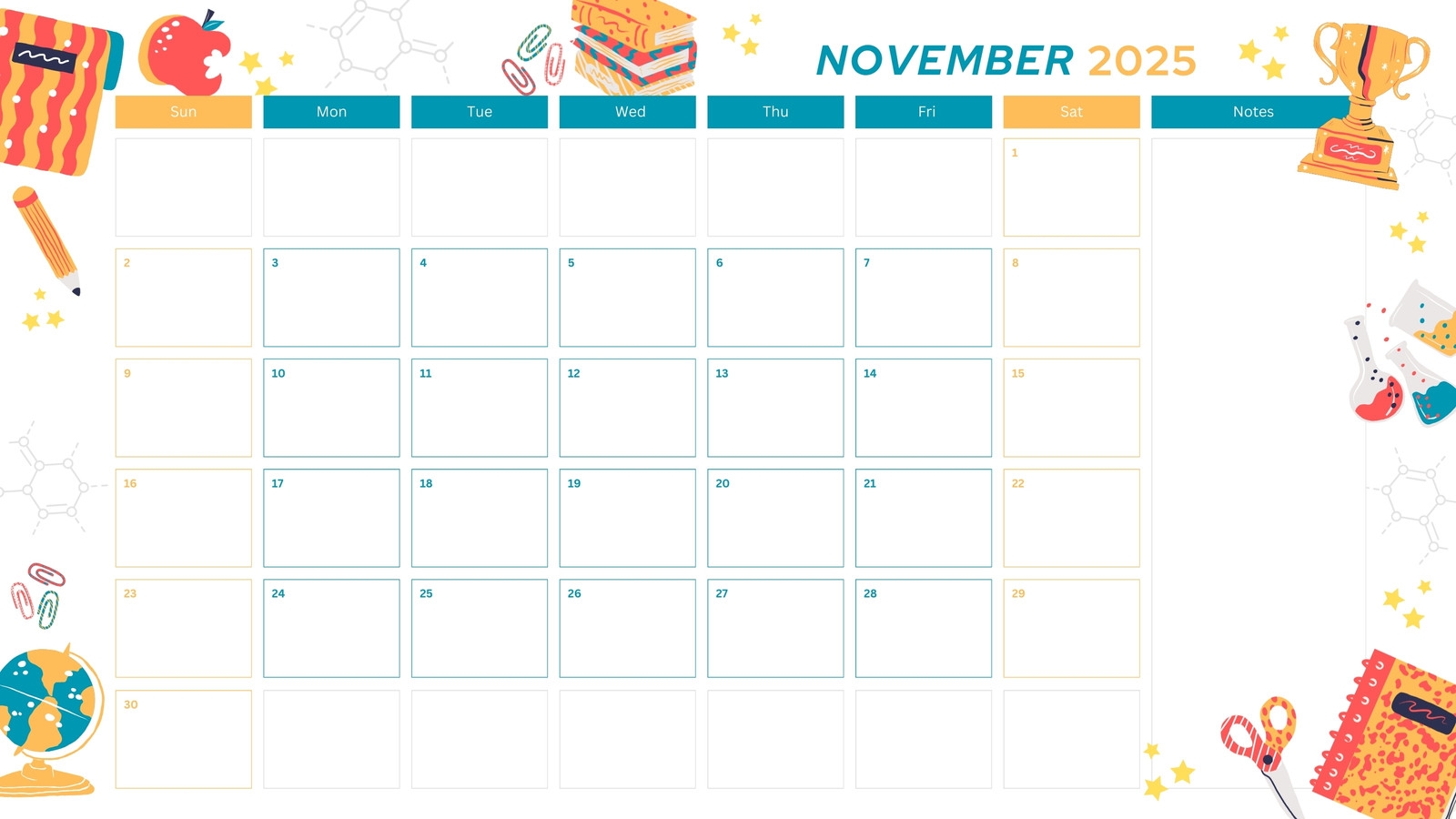 Blank November Calendar Month Printable