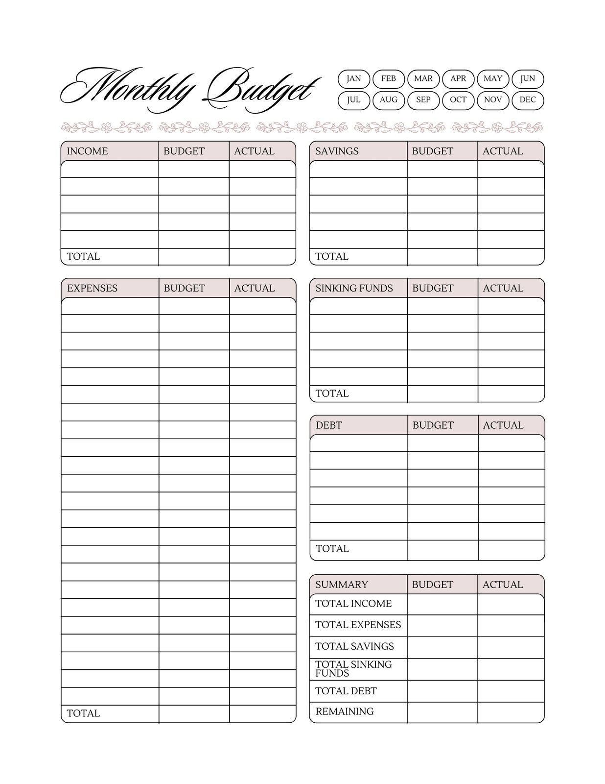 Free Printable Monthly Budget Template To Print