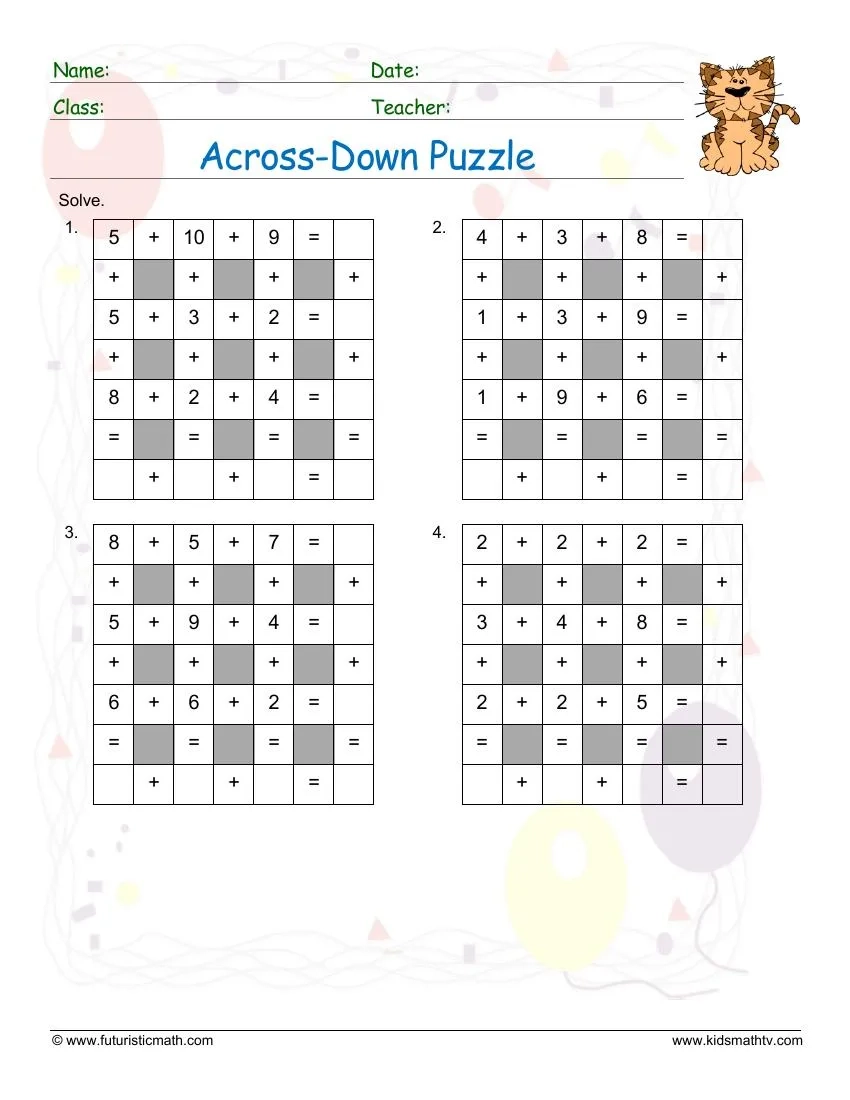 Printable Math Puzzles With Answers