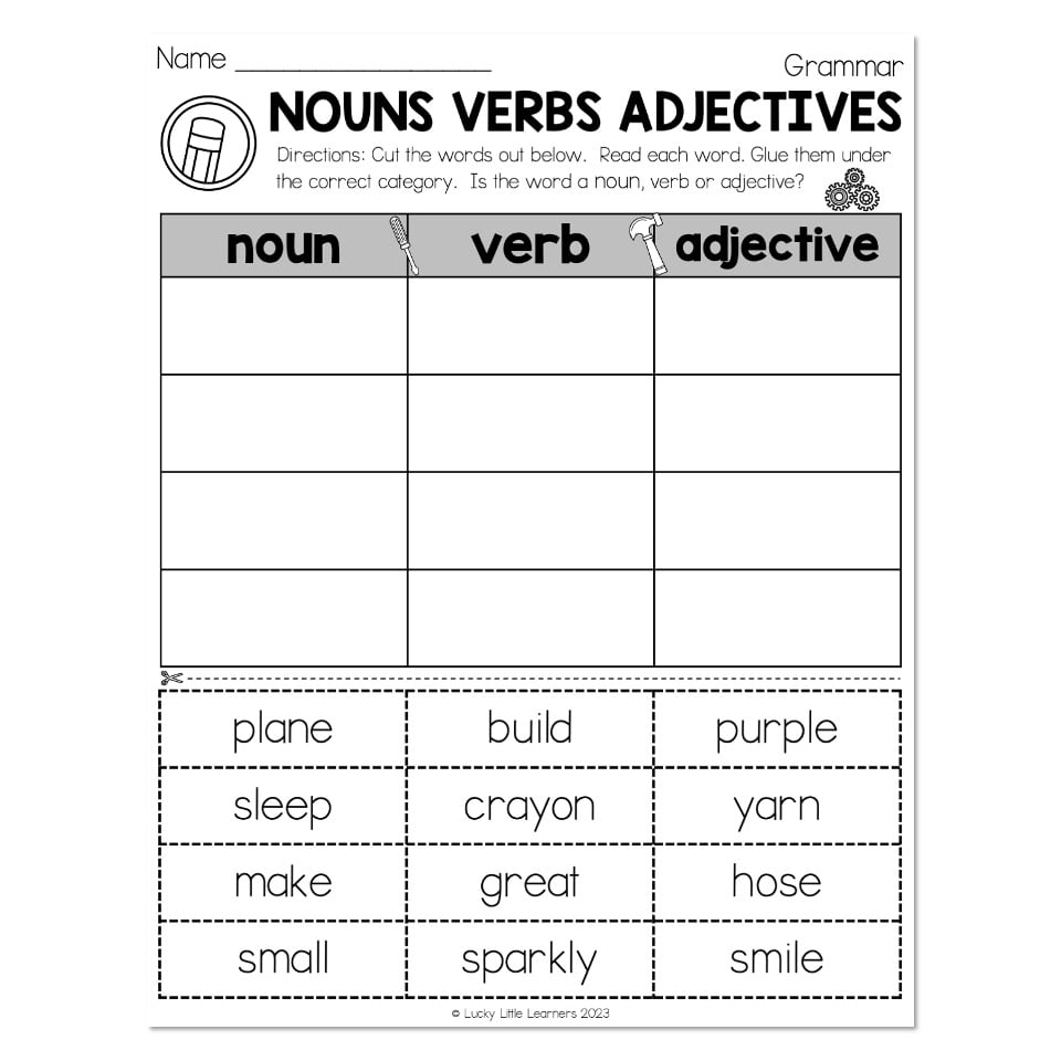 Free Nouns Verbs Adjectives Worksheet Download Free Nouns Verbs 