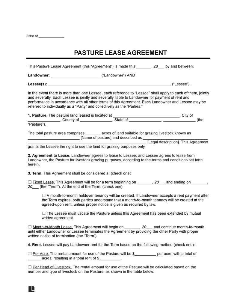 Farm Lease Forms Free Downloads