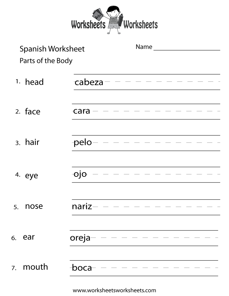 Free Printable Beginning Spanish Worksheet Worksheets Library