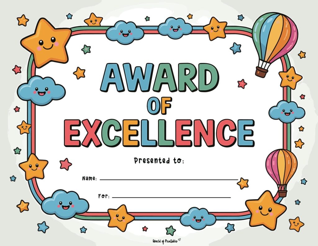 Free Printable Certificate Of Achievement Templates For Kids 