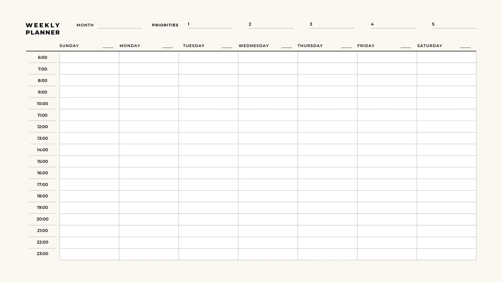 Blank Printable Calendar Weekly