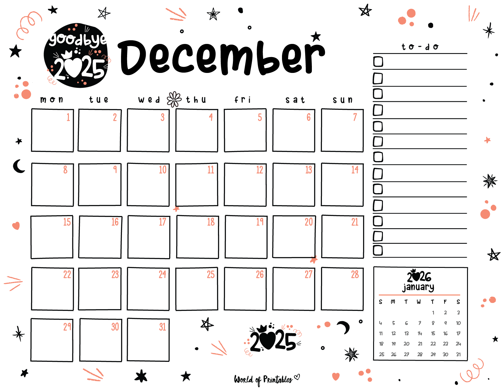 Free Printable December 2025 Planners World Of Printables
