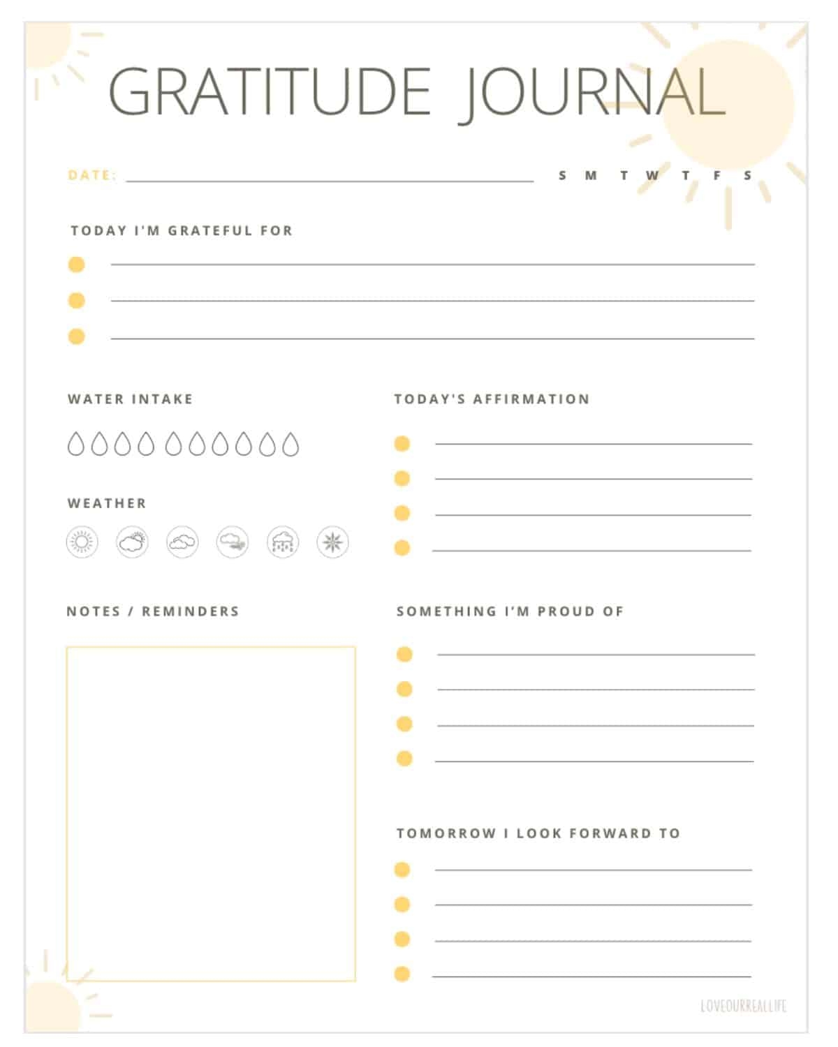 Free Printable Gratitude Journal Worksheets