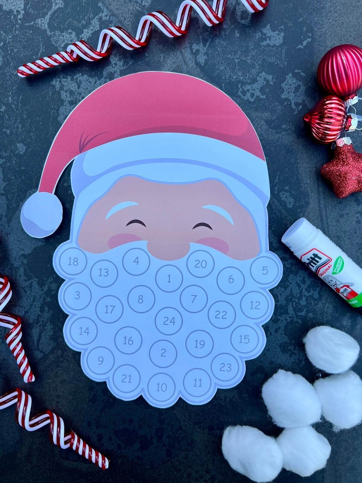 December Printable Santa Count Down Calendar