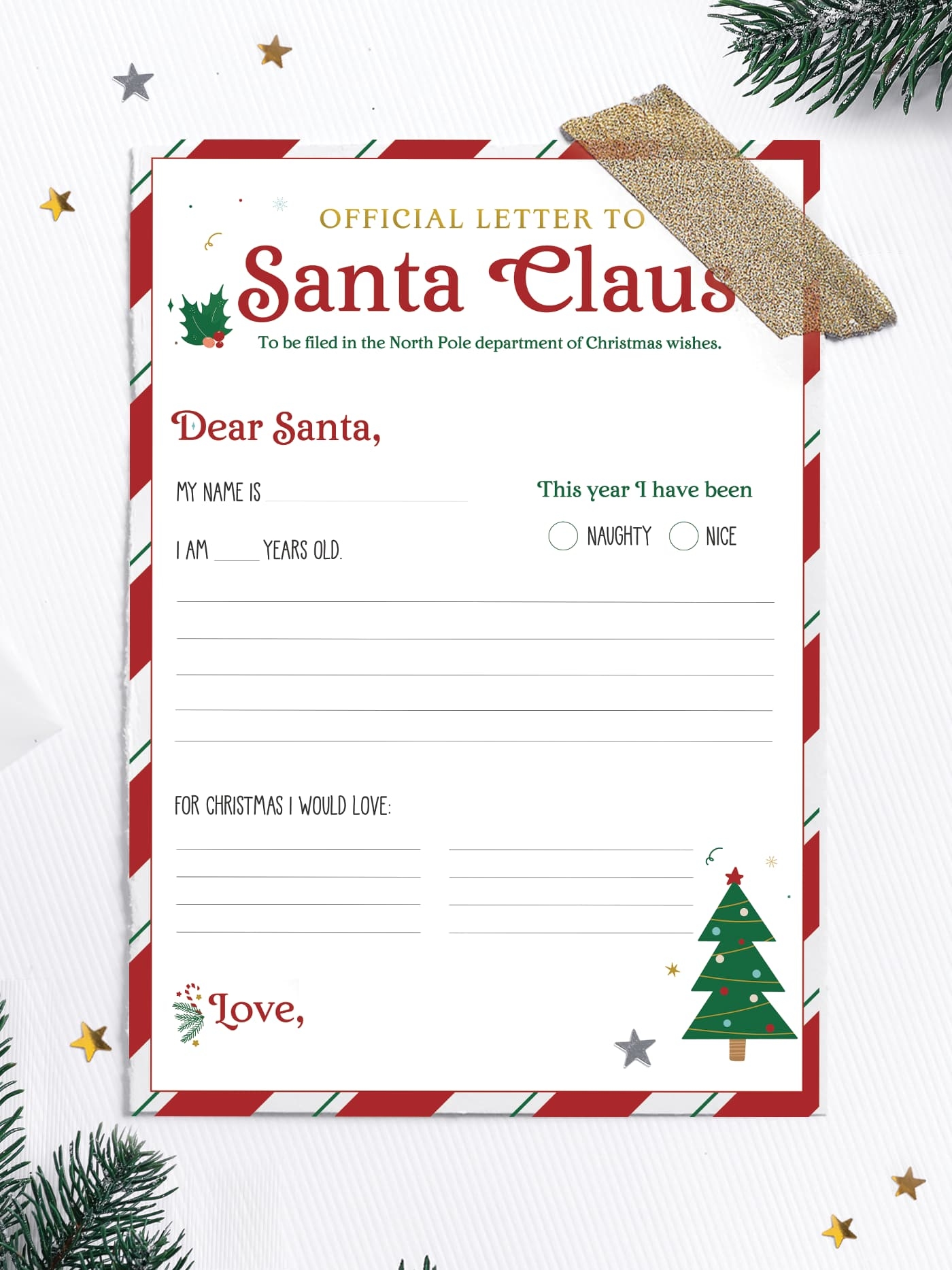 Free Printable Letters To Santa Templates