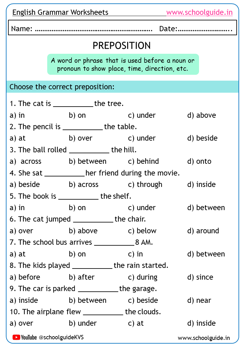 Printable English Worksheets With Answers