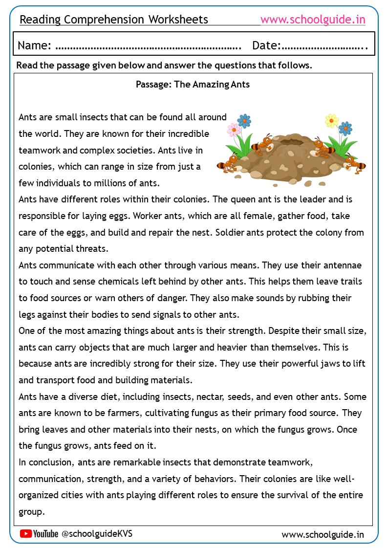 Free Printable Worksheets Reading Comprehension