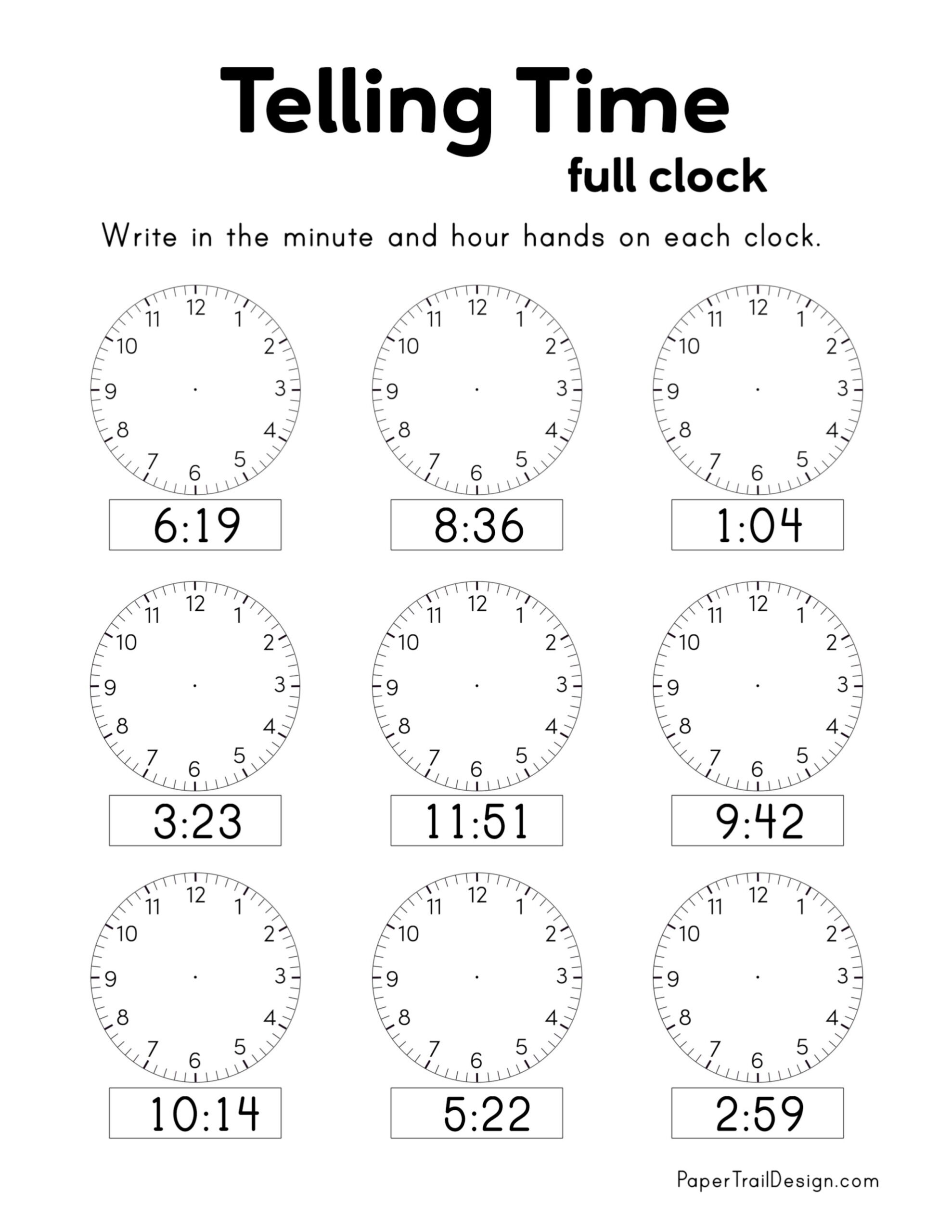 Printable Time Worksheets 3rd Grade