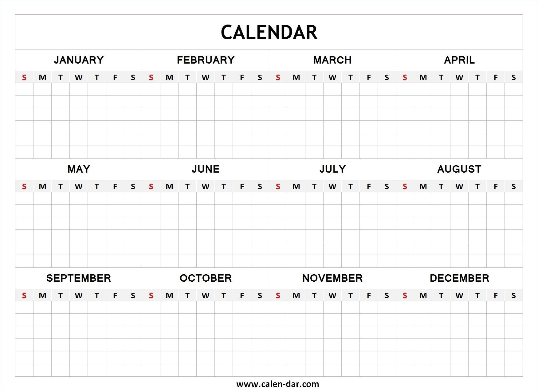Free Yearly Calendar Template Printable Blank Calendar Template 