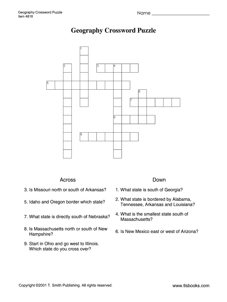 Geography Crossword Puzzles Printable