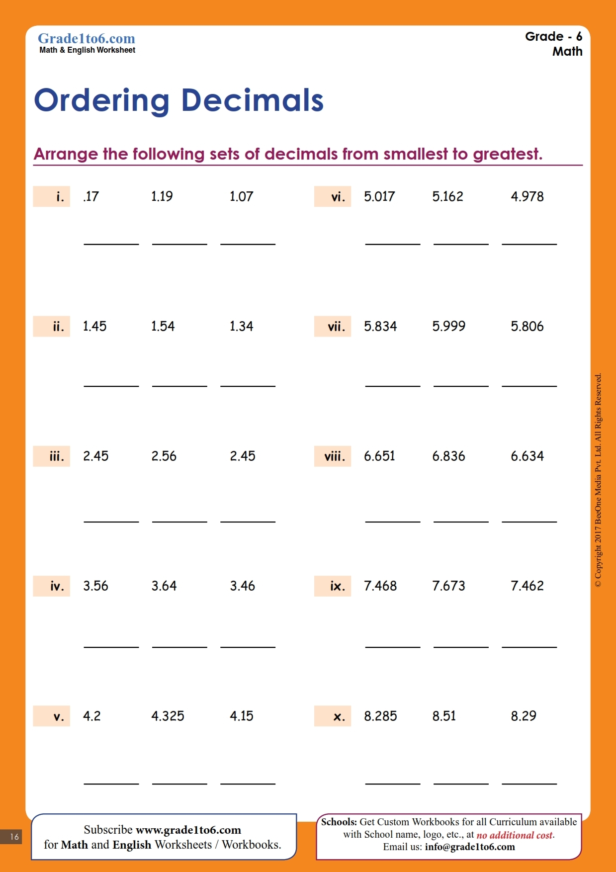 Grade 6 Decimal Worksheets Free Printables Math Worksheets 
