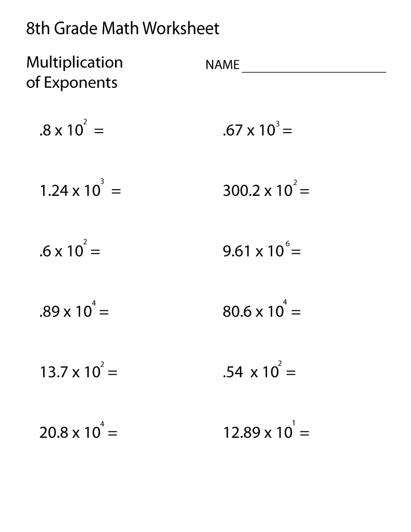 Math Worksheets For 8th Graders Printable