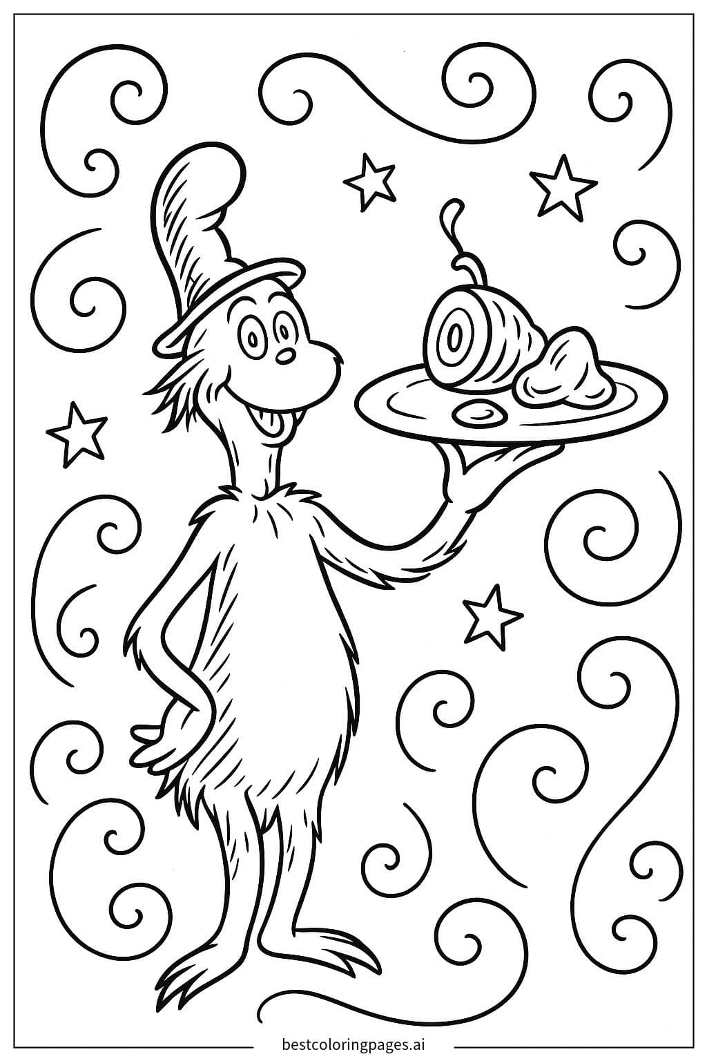 Green Eggs And Ham Coloring Page Free Printable 