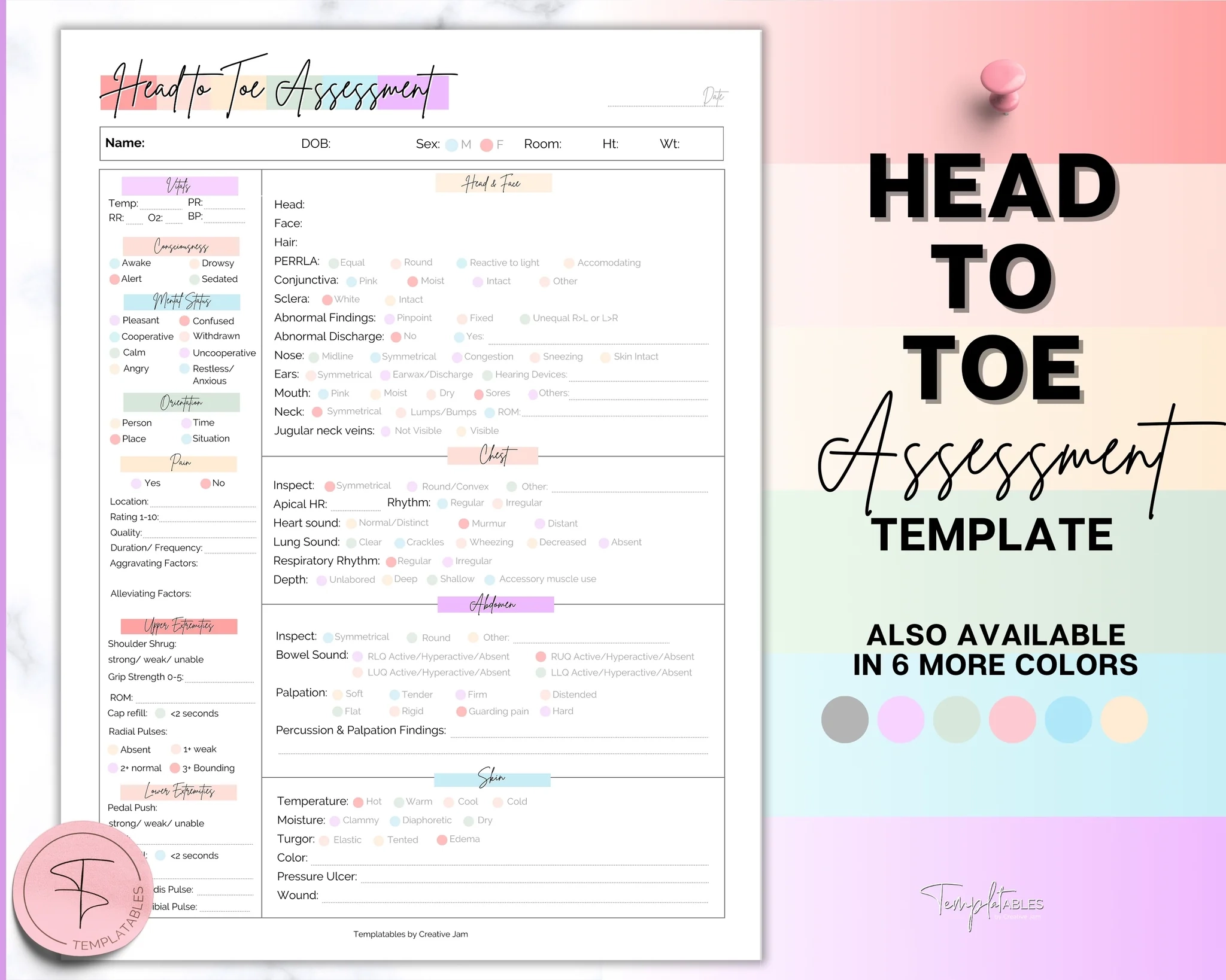 Head To Toe Assessment Sheet Perfect Guide For Nursing Students 