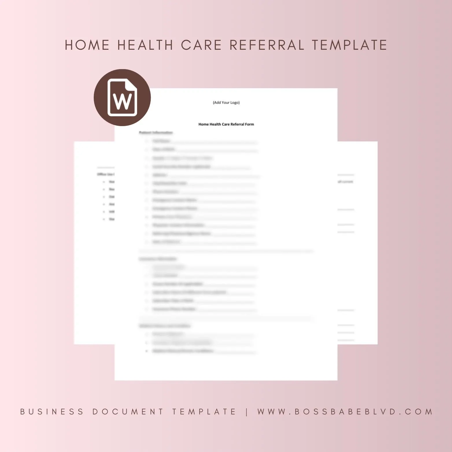 Home Health Care Referral Form Template Personal Caregiver In Home Nursing Services PDF Business Document Printable Form Fillable PDF