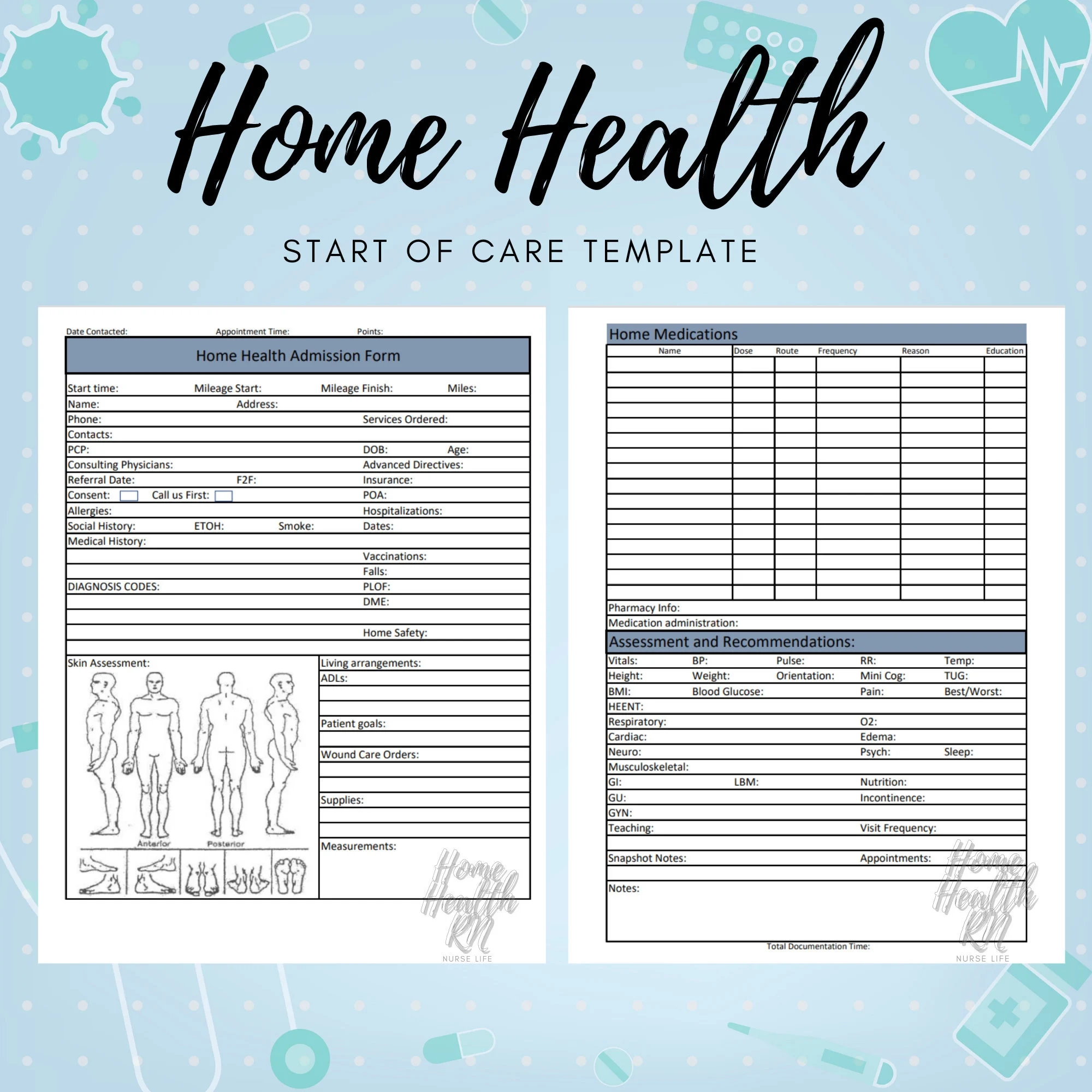Home Health Nurse Start Of Care Template OASIS Nurse Brain 