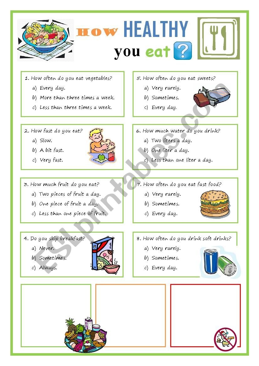 How Healthy Do You Eat Quiz ESL Worksheet By Eslandrea 