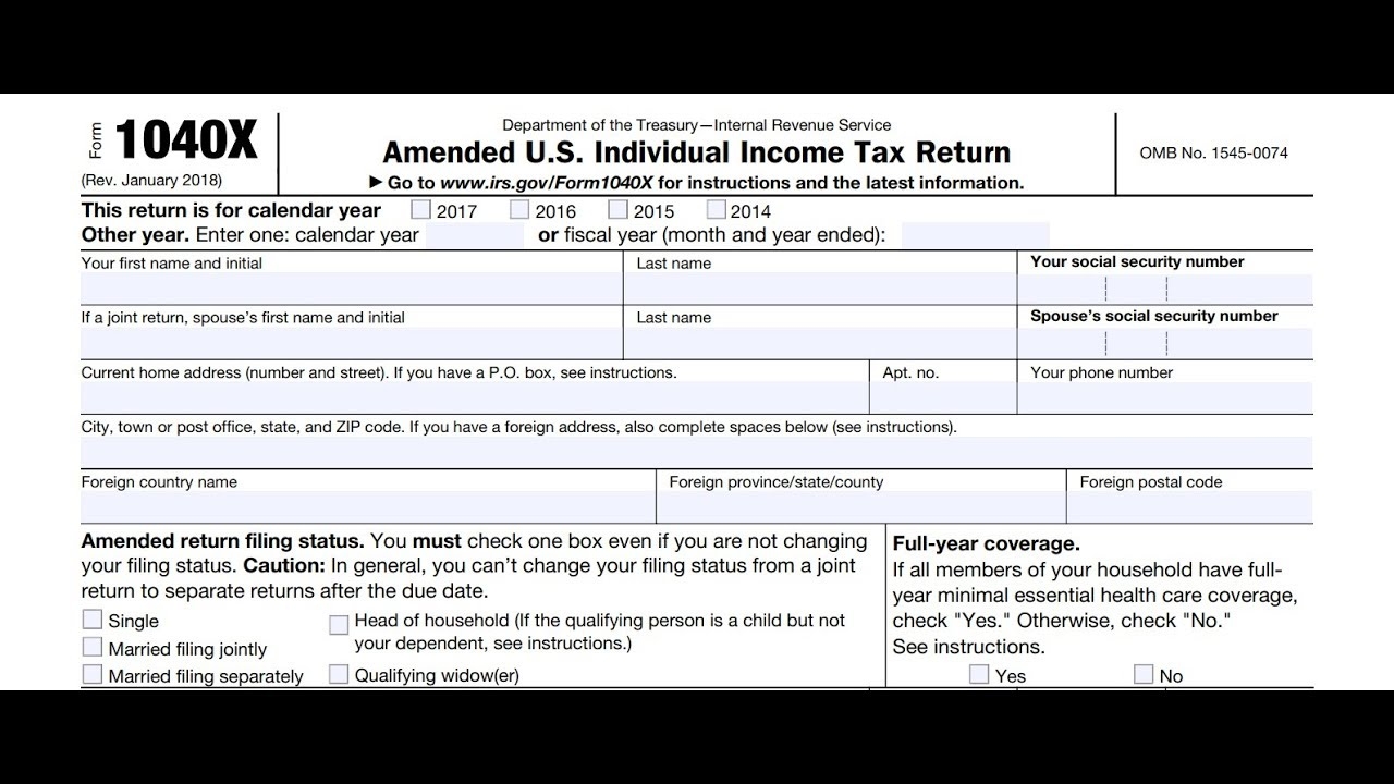 How To File An IRS Tax Amendment Via Form 1040 X Online