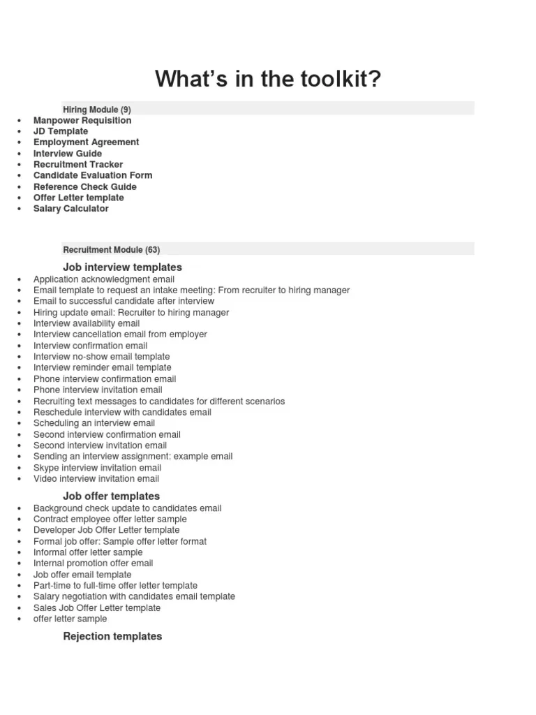 HR Tool Kit PDF Recruitment Programmer
