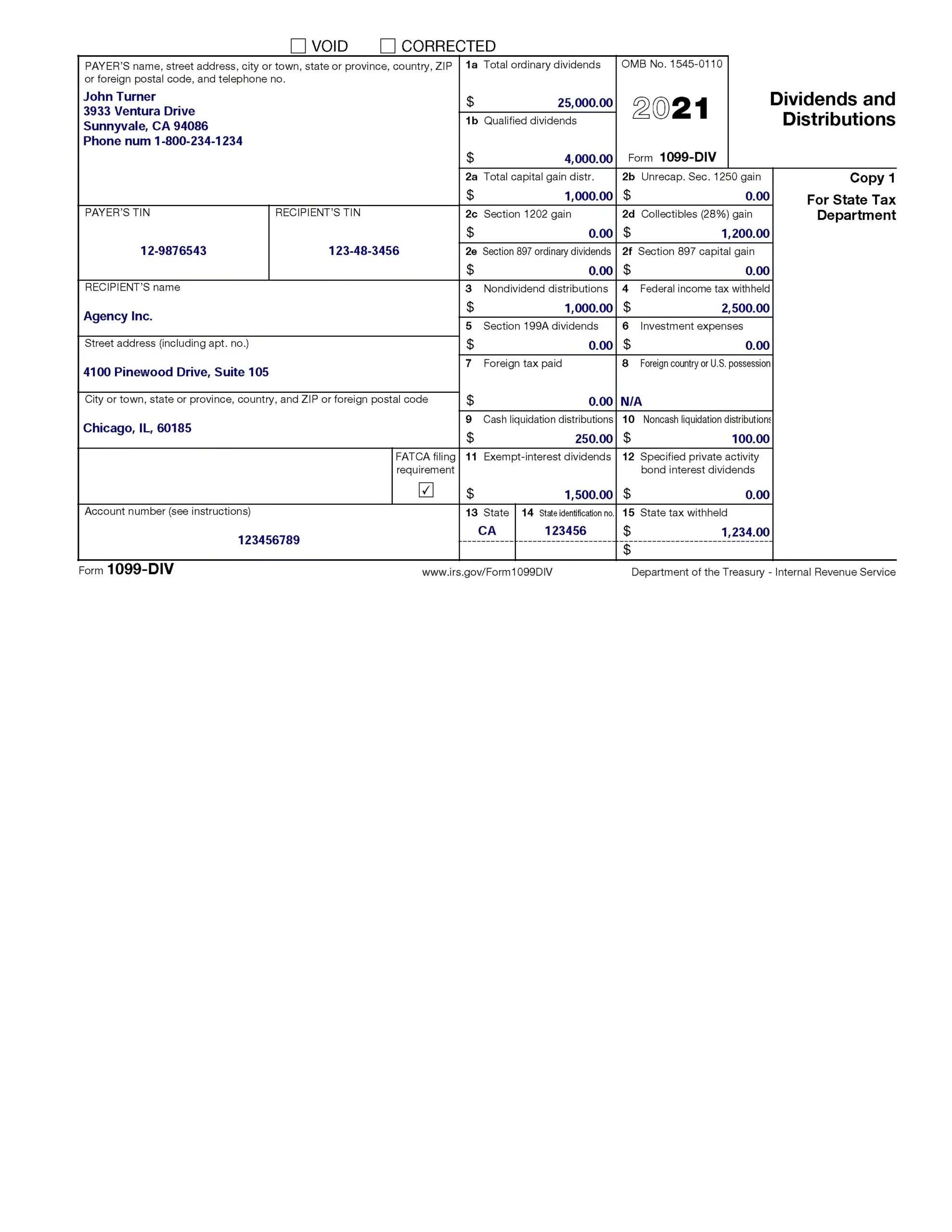 IRS Form 1099 div Automated Document Processing Vantage Document AI