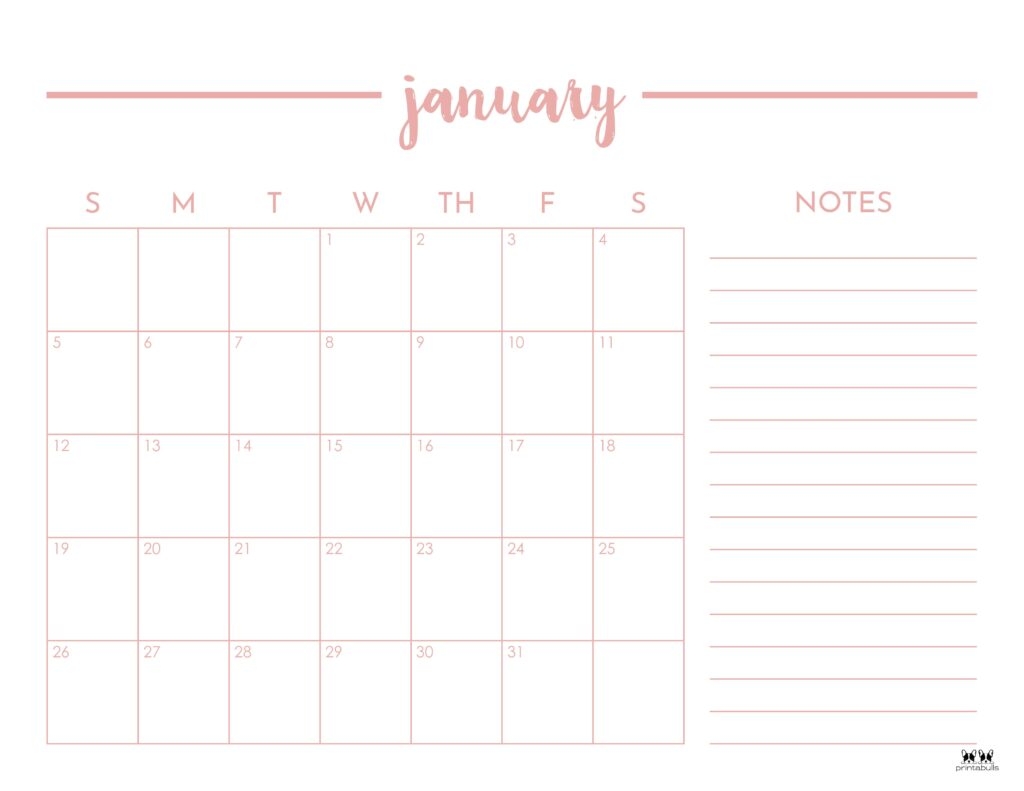 January 2025 Calendars 107 FREE Printables Printabulls