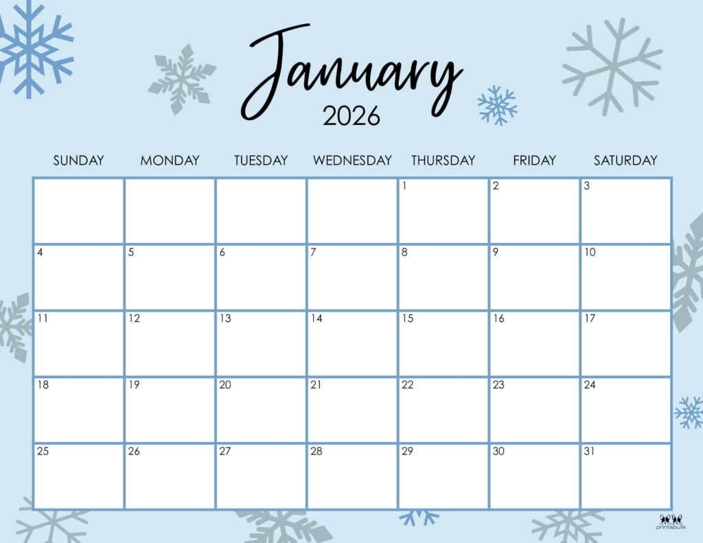 2026 Printable Calendar January To December