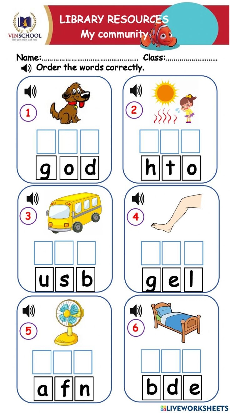 Jolly Phonics Group 3 Order Worksheet