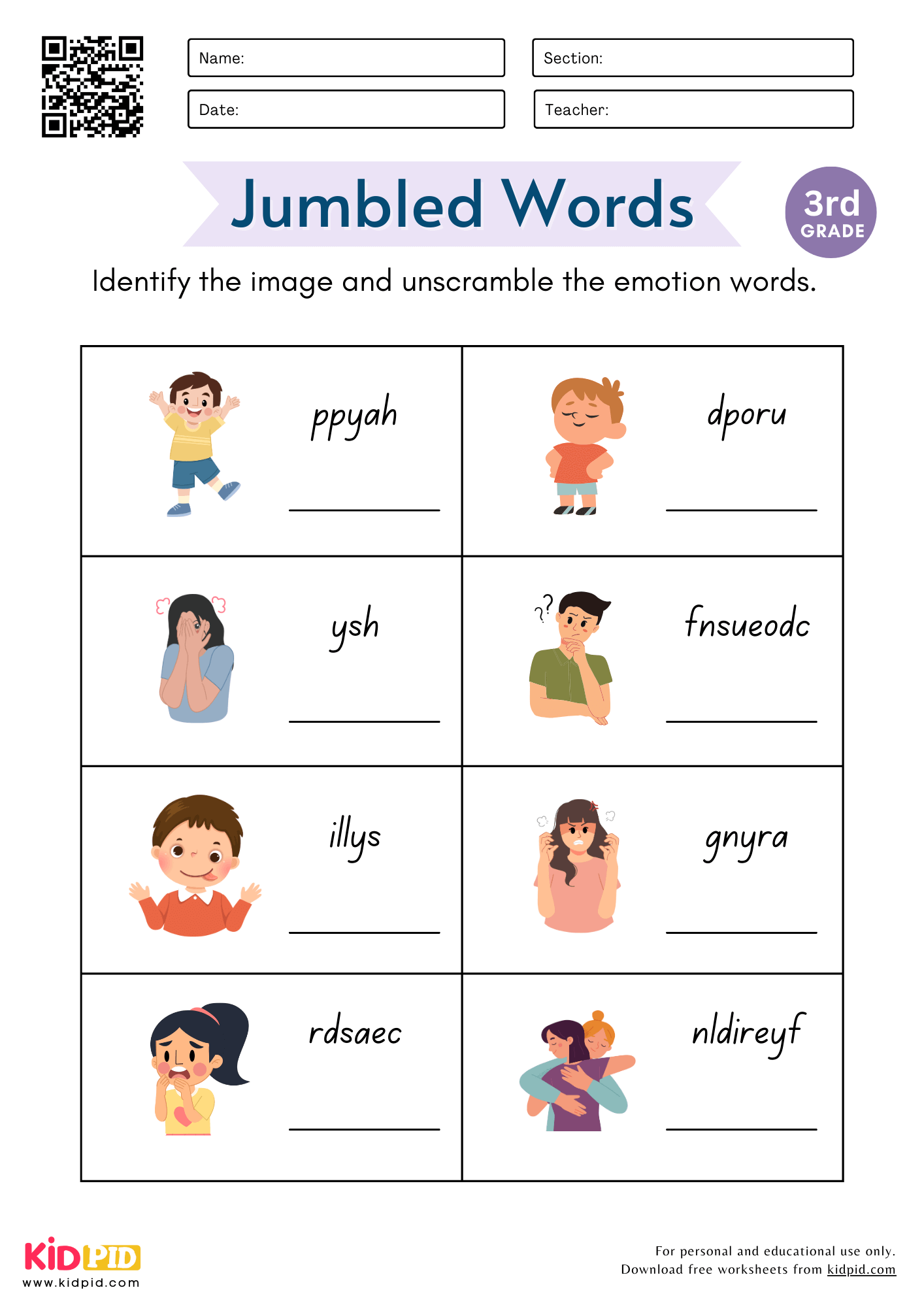 Free Printable Vocabulary Worksheets Grade 3