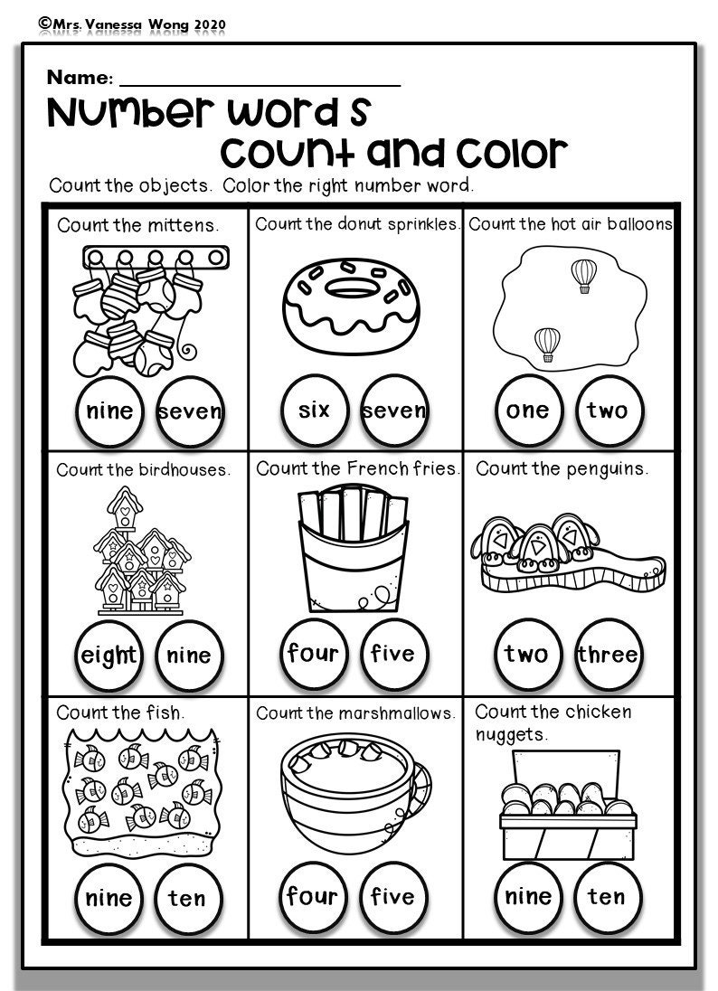 Free Printable Number Word Worksheets