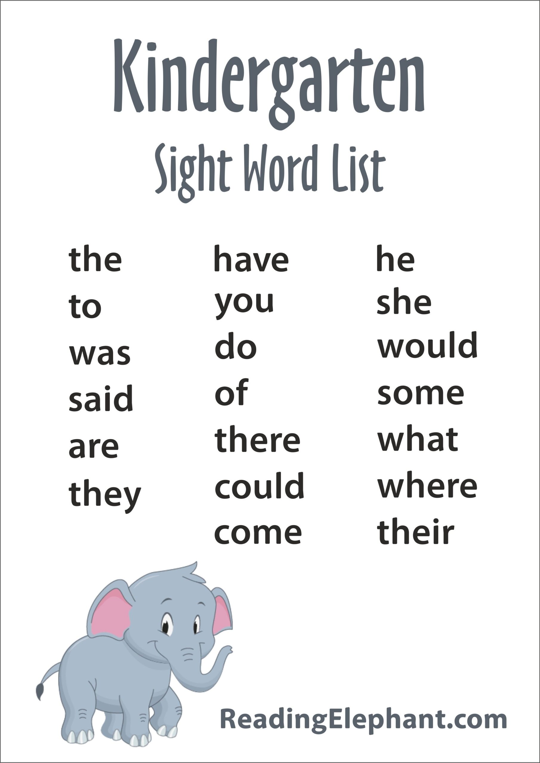 Printable Sight Words Free Pdf
