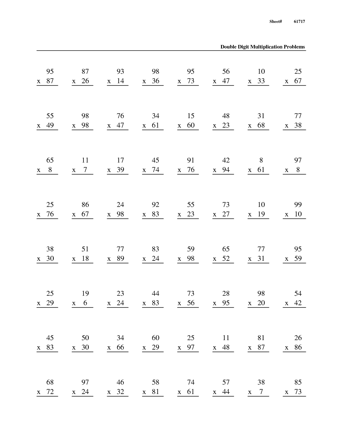 Printable Math Worksheets Free Adults