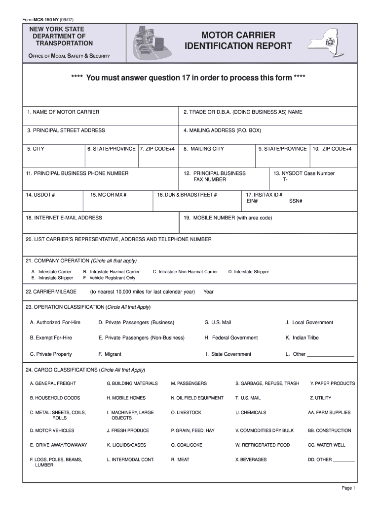 Mcs 150 Biennial Update Printable Form