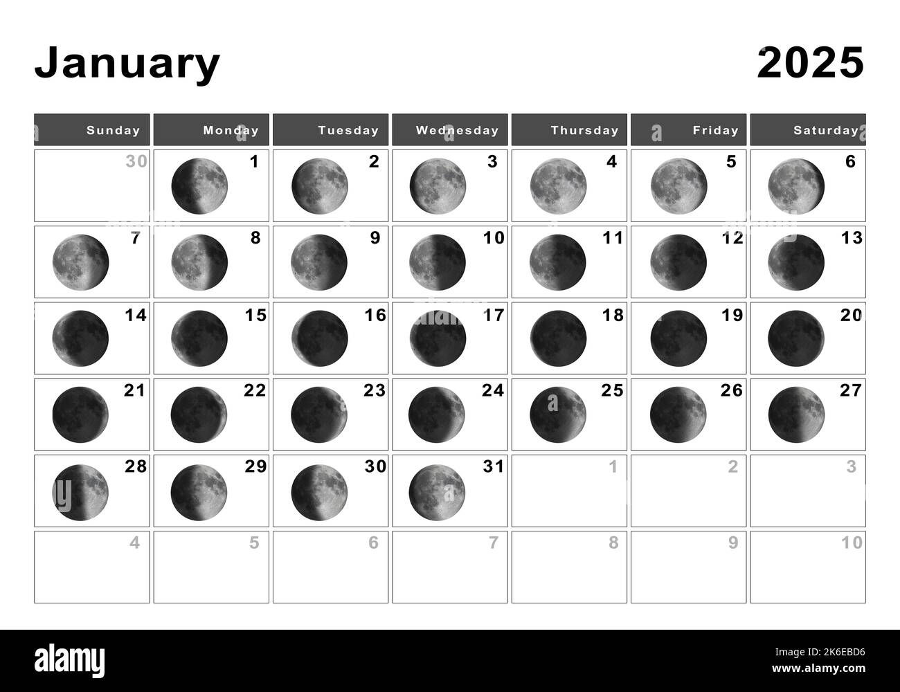 Printable December 2025 Moon Phase Calendar