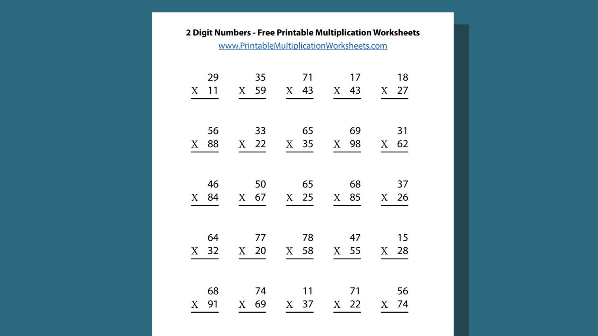 Double Digit Multiplication Printable Worksheets