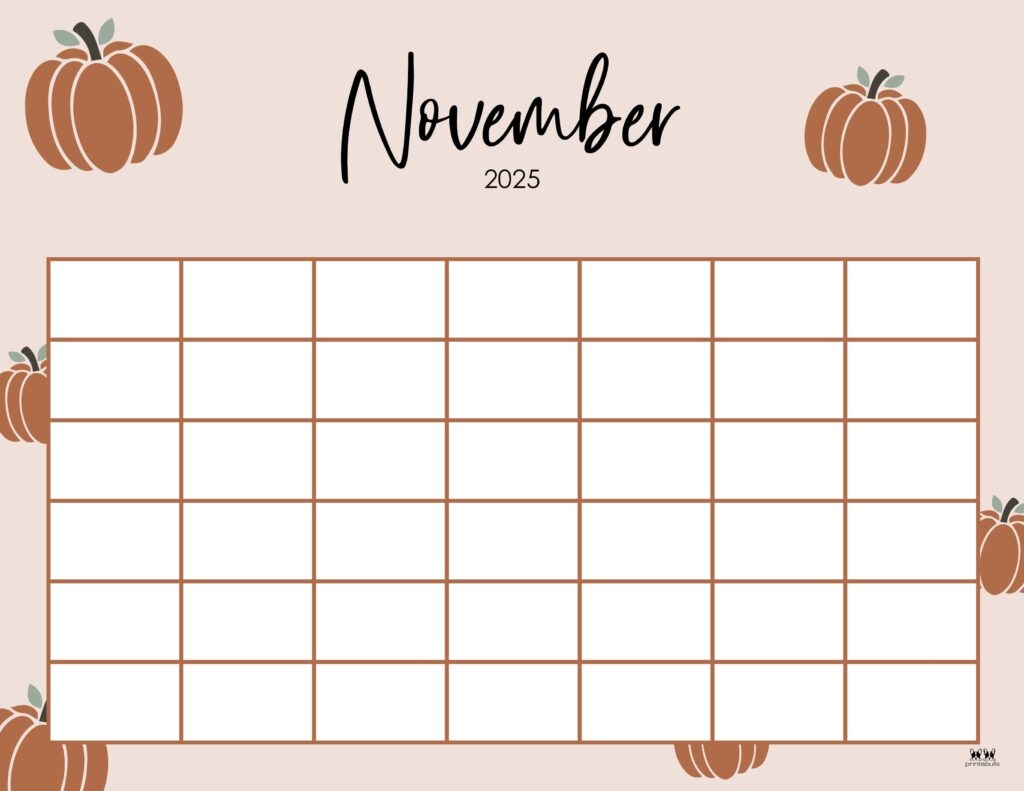 November Work Week Calendar Printable