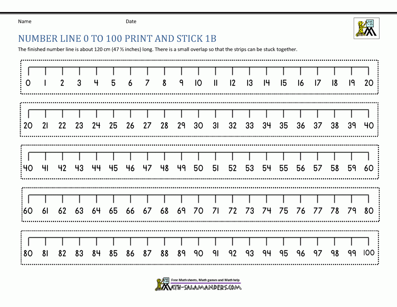 Free Printable Number Lines