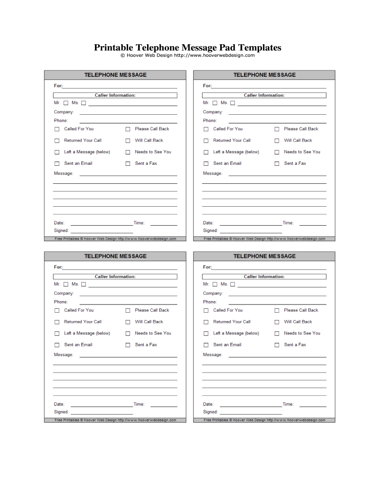Phone Message Pad Template Fill Out amp Sign Online DocHub