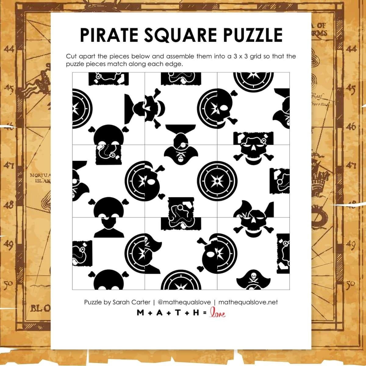 Pirate Square Edge Matching Puzzle Math Love