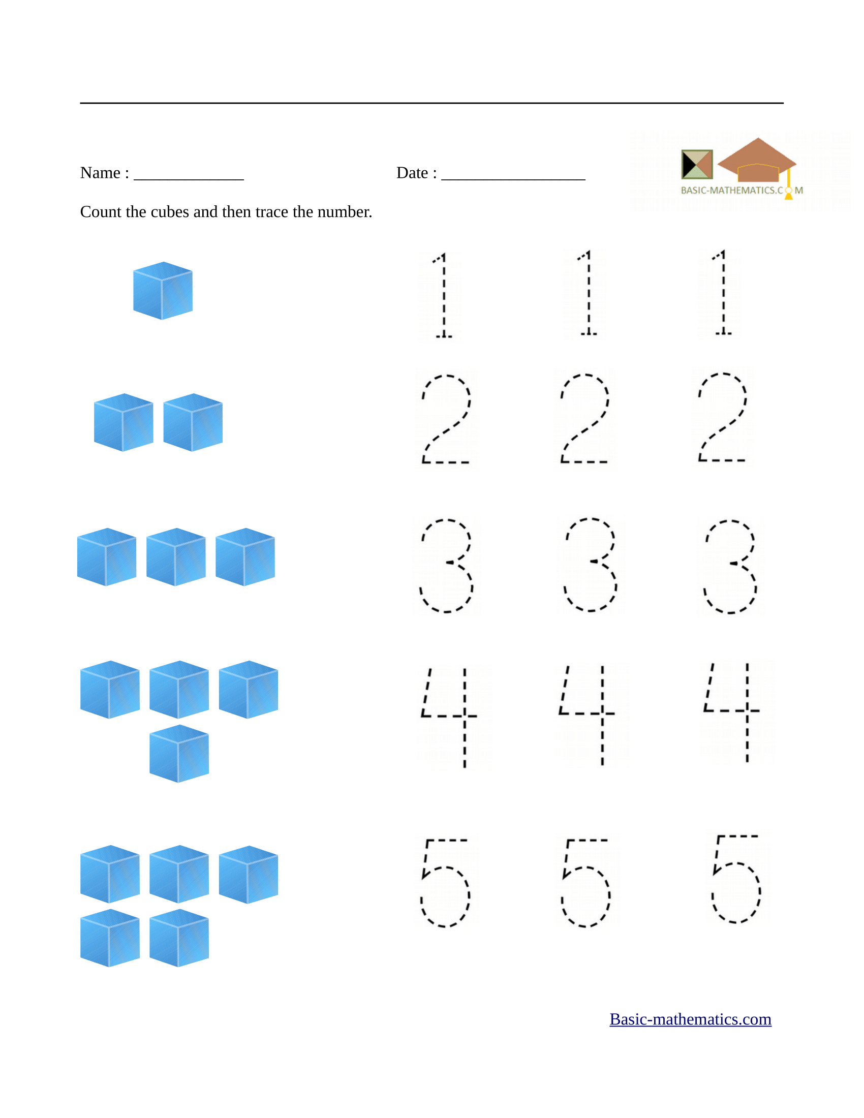 Pre Kindergarten Printable Math Worksheets