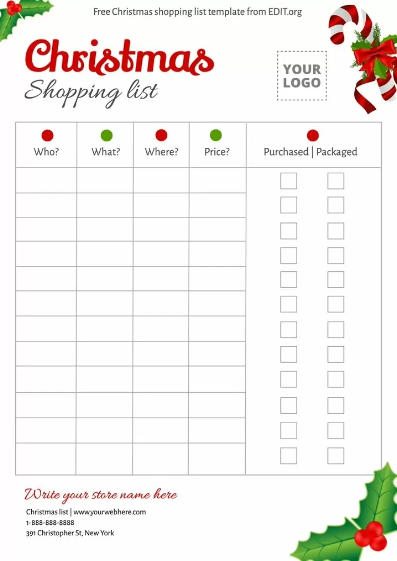 Christmas List Template Printable